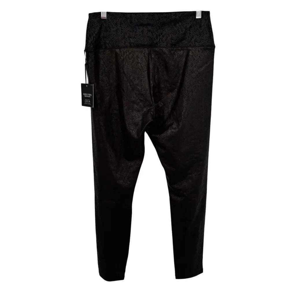 SIMPLY VERA‎ WANG HIGH RISE LIVE-IN FAUX LEATHER SHAPING LEGGING Black Large